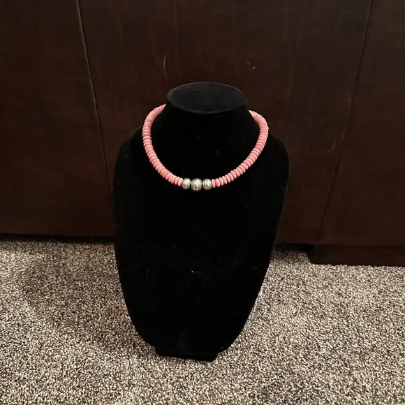Hand Crafted “One of a Kind” Rhodochrosite & Sterling Silver Necklace - Picture 2 of 4